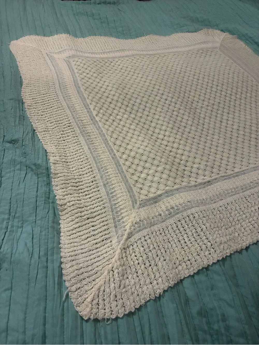 Vintage Handcrafted Yellow Crochet Baby Blanket